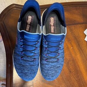 Skechers Navy and Purple Slip-Ons